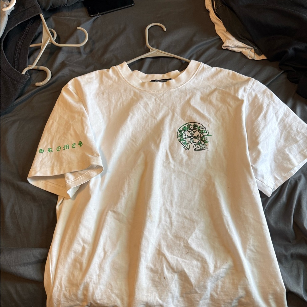 Chrome Hearts White Tee with Green Accents